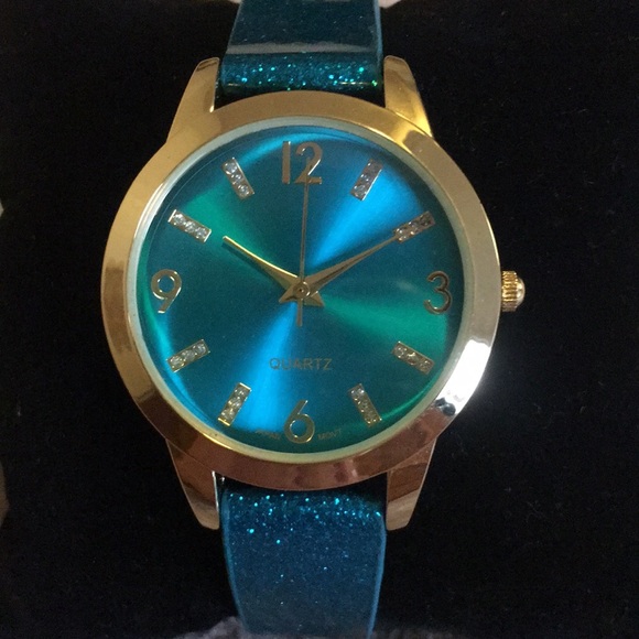 Avon Teal Sparkle Strap Party Watch
